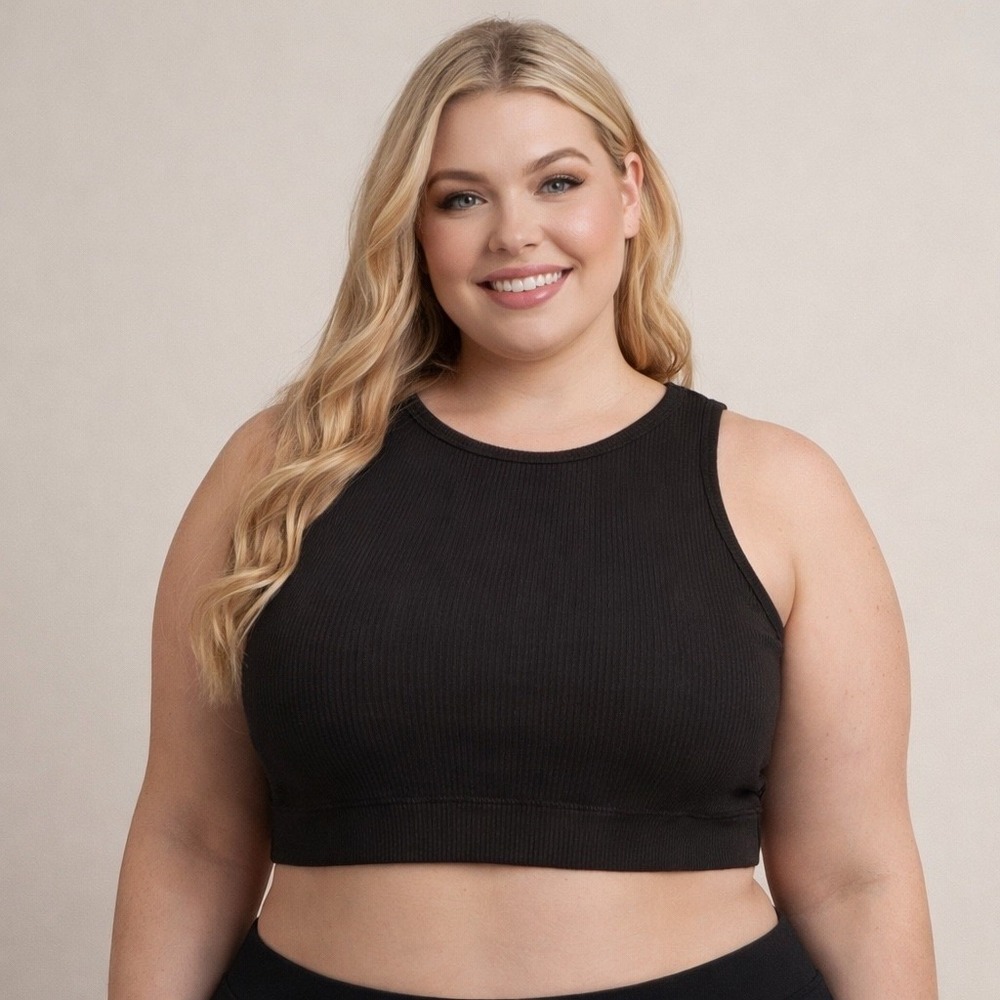 SKIMS‎ Stretch Rib High Neck Bralette Soot 4X/5X FITS XL-3X